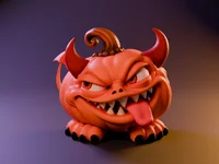 Pumpkin Mimic Devil – Devil Halloween Pumpkin Monster | STL 3MF OBJ FBX - Preview image 3