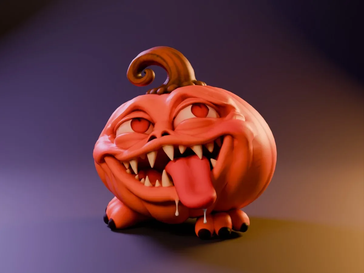 Pumpkin Mimic Crazy Drool – Drooling Halloween Pumpkin Monster | STL 3MF OBJ FBX - 3D model