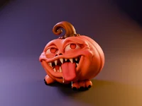 Pumpkin Mimic Crazy Drool – Drooling Halloween Pumpkin Monster | STL 3MF OBJ FBX - Preview image 2