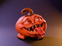 Pumpkin Mimic Crazy Drool – Drooling Halloween Pumpkin Monster | STL 3MF OBJ FBX - Preview image 3