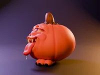 Pumpkin Mimic Crazy Drool – Drooling Halloween Pumpkin Monster | STL 3MF OBJ FBX - Preview image 4