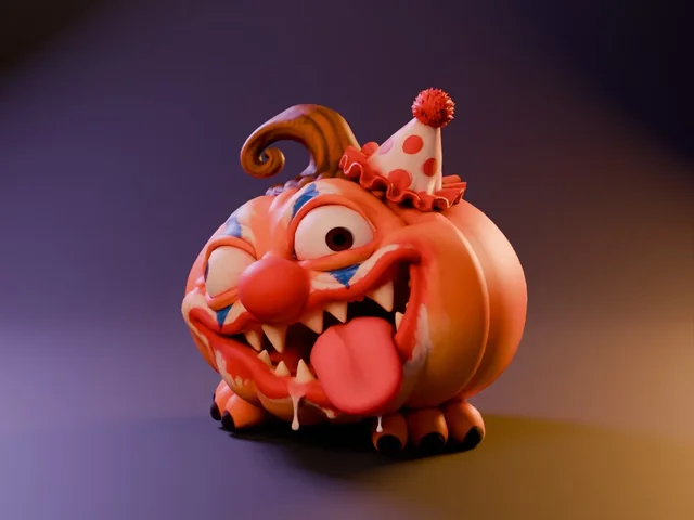 Pumpkin Mimic Clown – Creepy Clown Halloween Pumpkin | STL 3MF OBJ FBX 3D model by Leonardo 3D