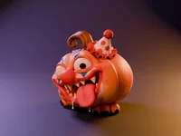 Pumpkin Mimic Clown – Creepy Clown Halloween Pumpkin | STL 3MF OBJ FBX - Preview image 2