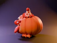 Pumpkin Mimic Clown – Creepy Clown Halloween Pumpkin | STL 3MF OBJ FBX - Preview image 4