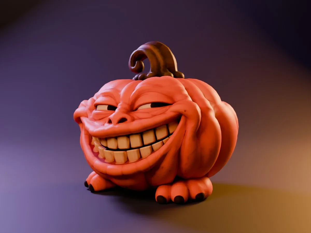 Pumpkin Mimic Smug Grin – Grinning Halloween Pumpkin Monster | STL 3MF OBJ FBX - 3D model