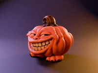 Pumpkin Mimic Smug Grin – Grinning Halloween Pumpkin Monster | STL 3MF OBJ FBX - Preview image 2