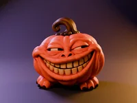 Pumpkin Mimic Smug Grin – Grinning Halloween Pumpkin Monster | STL 3MF OBJ FBX - Preview image 3