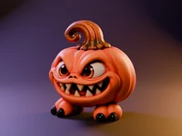 Pumpkin Mimic Base – Rigged Game-Ready Halloween Pumpkin Monster | FBX Rig + STL 3MF OBJ - Preview image 1