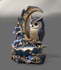 Garden Owl Sculpture STL File for 3D Print - Preview image 3
