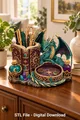 Turquoise Dragon Organizer STL File for 3D Print