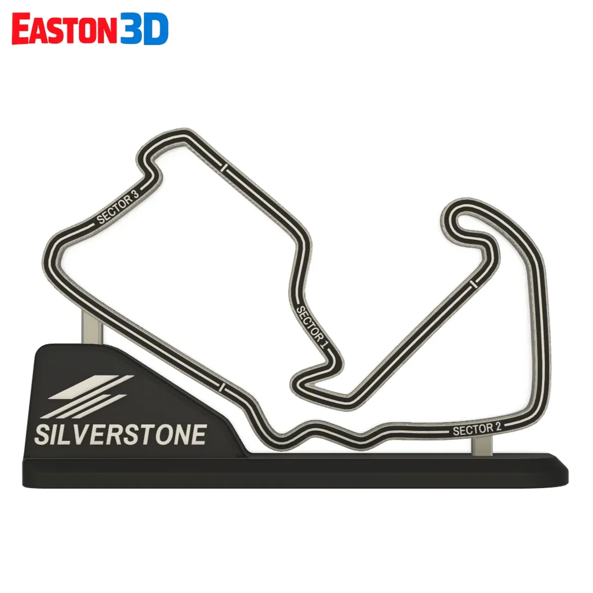 F1 SILVERSTONE CIRCUIT + Stand STL + Bonus 3MF Flag - 3D model