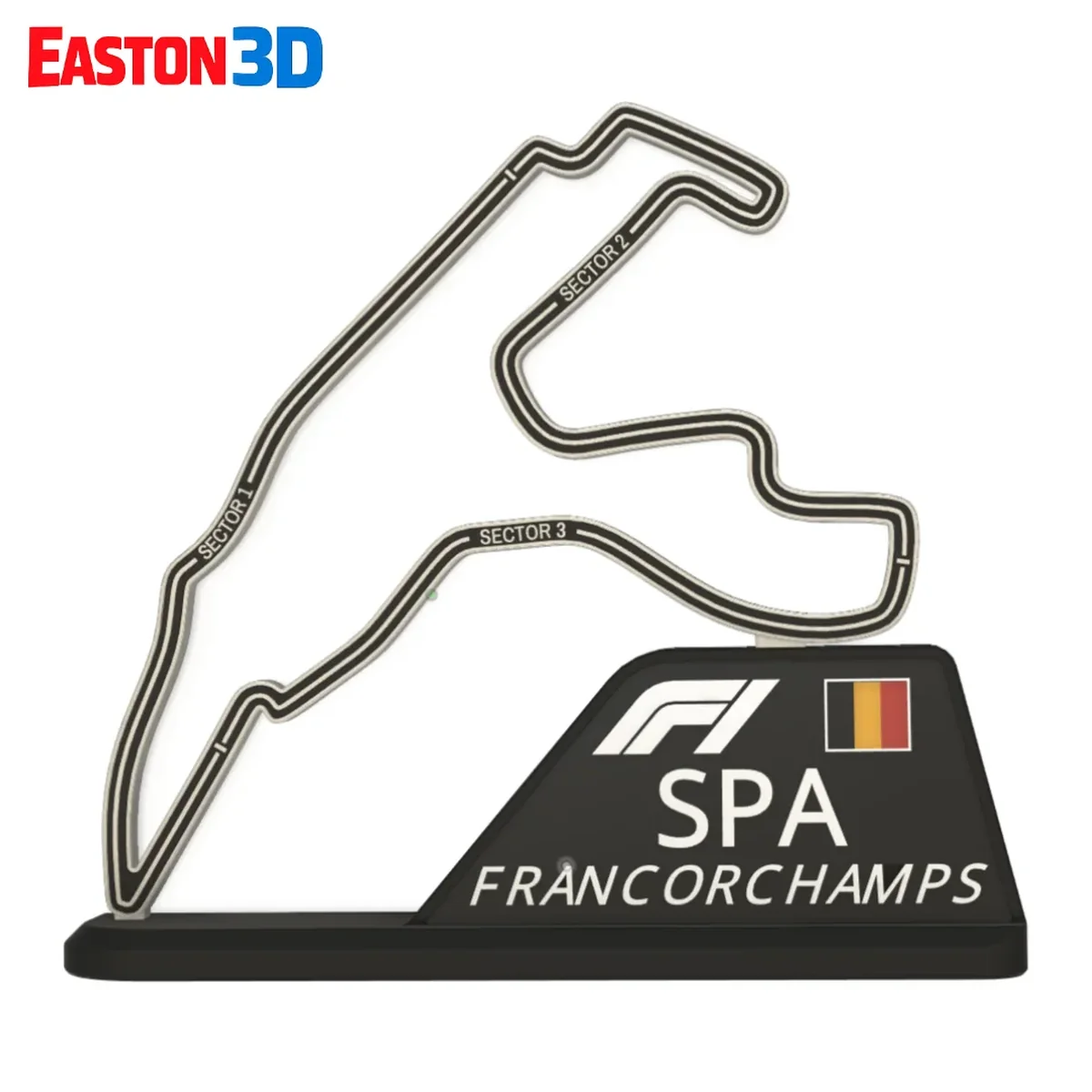 F1 SPA CIRCUIT + Stand STL + Bonus 3MF Flag - 3D model