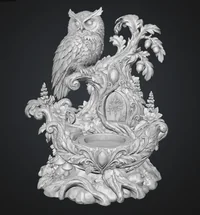 Enchanted Owl Treehouse LED Candle Holder STL File for 3D Print - Preview image 2
