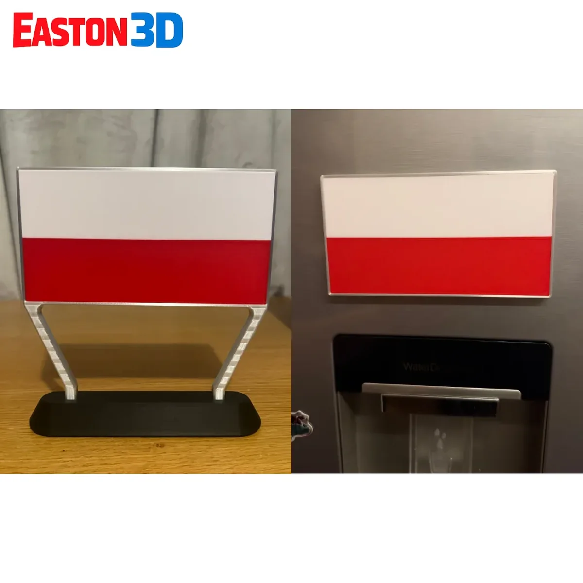 Polish Flag + Stand and Fridge Holder STL + 3MF Poland Flag - 3D model