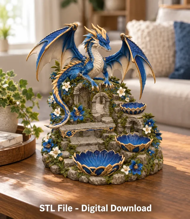 Blue and Gold Dragon Organizer STL File for 3D Print 3D model by Alexandras2000