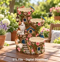 Whimsical Cat House Organizer STL File for 3D Print - Preview image 2