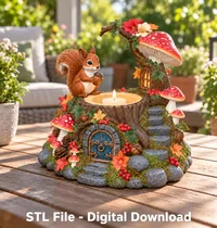 Woodland Squirrel LED Tealight Holder STL File for 3D Print - Preview image 2