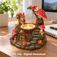 Woodland Squirrel LED Tealight Holder STL File for 3D Print - Preview image 6