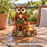 Colorful Owl LED Tealight Holder STL File for 3D Print - Preview image 2