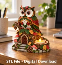 Colorful Owl LED Tealight Holder STL File for 3D Print - Preview image 5
