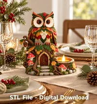 Colorful Owl LED Tealight Holder STL File for 3D Print - Preview image 4