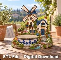 Whimsical Windmill House Organizer – 3D Printable STL - Preview image 2