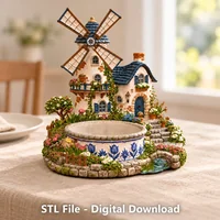Whimsical Windmill House Organizer – 3D Printable STL - Preview image 4