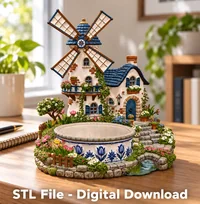 Whimsical Windmill House Organizer – 3D Printable STL - Preview image 5