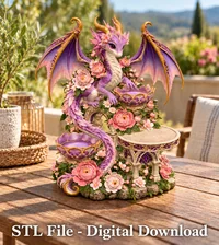 Lilac Dragon Flower Organizer STL File for 3D Print - Preview image 2