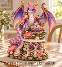 Lilac Dragon Flower Organizer STL File for 3D Print - Preview image 4