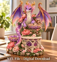 Lilac Dragon Flower Organizer STL File for 3D Print - Preview image 5