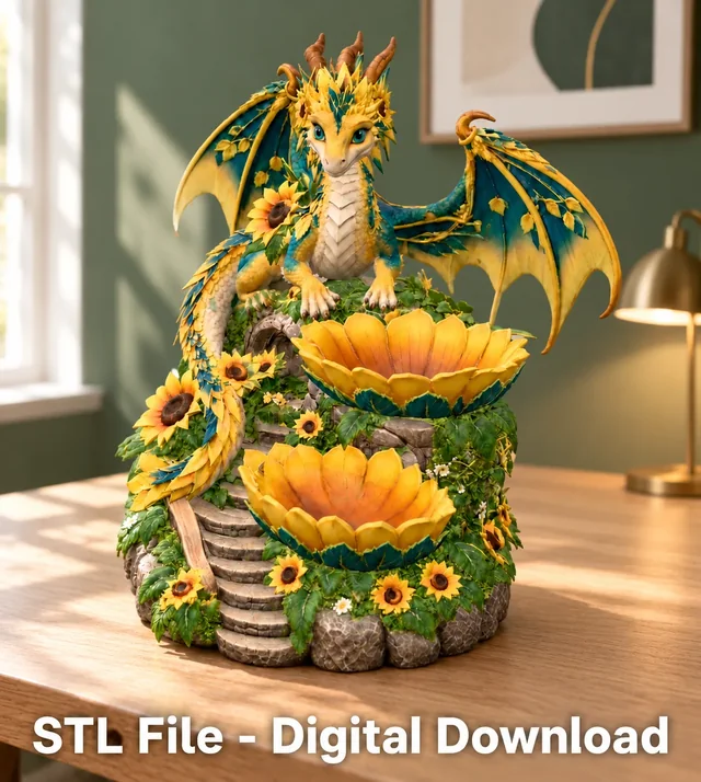 Yellow and Turquoise Dragon Organizer STL File for 3D Print 3D model by Alexandras2000