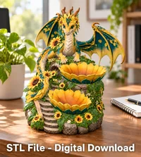Yellow and Turquoise Dragon Organizer STL File for 3D Print - Preview image 3