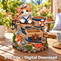 Maritime Cat Organizer STL File for 3D Print - Preview image 2