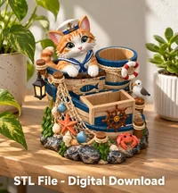 Maritime Cat Organizer STL File for 3D Print - Preview image 3