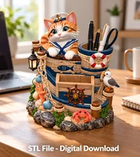 Maritime Cat Organizer STL File for 3D Print - Preview image 5