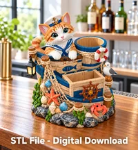 Maritime Cat Organizer STL File for 3D Print - Preview image 4