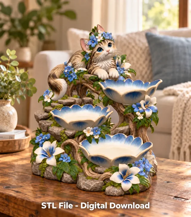 Decorative Cat Organizer STL File for 3D Print 3D model by Alexandras2000