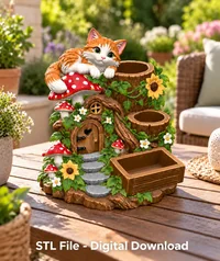 Cute Orange Cat Organizer STL File for 3D Print - Preview image 2