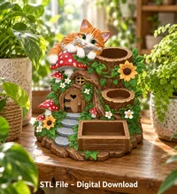 Cute Orange Cat Organizer STL File for 3D Print - Preview image 3