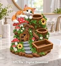 Cute Orange Cat Organizer STL File for 3D Print - Preview image 5