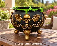 Gothic Skull Cauldron Organizer STL File for 3D Print - Preview image 2
