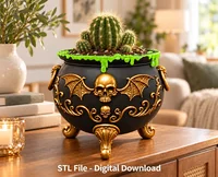 Gothic Skull Cauldron Organizer STL File for 3D Print - Preview image 4