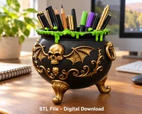 Gothic Skull Cauldron Organizer STL File for 3D Print - Preview image 5