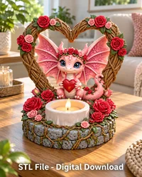 Pink Dragon Tealight Holder STL File for 3D Print - Preview image 3