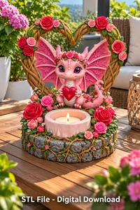 Pink Dragon Tealight Holder STL File for 3D Print - Preview image 2