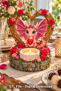 Pink Dragon Tealight Holder STL File for 3D Print - Preview image 4
