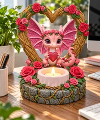Pink Dragon Tealight Holder STL File for 3D Print - Preview image 5