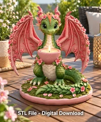 Cherry Blossom Dragon Tealight Holder STL File for 3D Print - Preview image 2