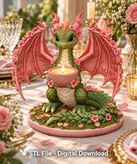 Cherry Blossom Dragon Tealight Holder STL File for 3D Print - Preview image 4
